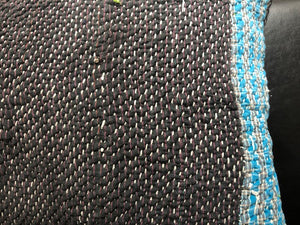 Brown-Blue trim Kantha Cushion Cover