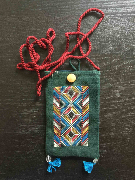 Shoulder Pouch with Tribal Embroidery